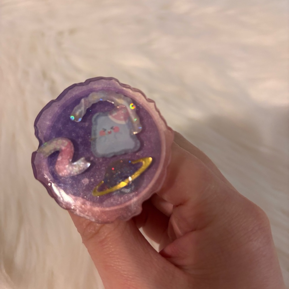 Cute Purple and Pink Cat Phone Grip